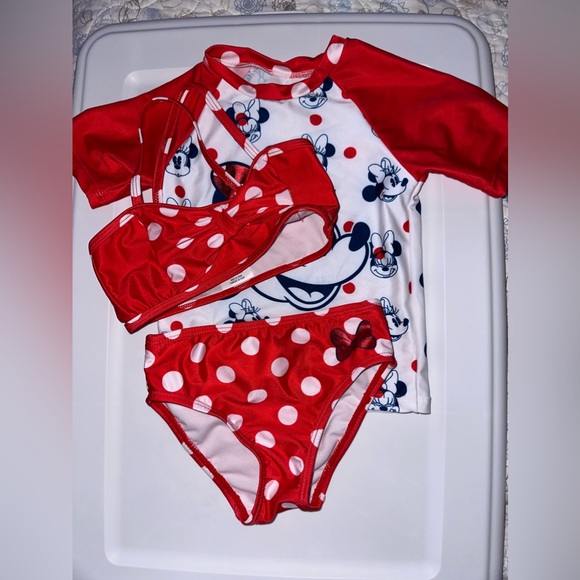 Disney Other - Disney Store 3 piece Minnie Mouse Swimsuit size 4 EUC